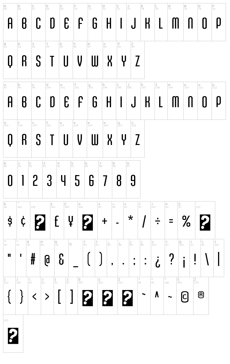 Kleptocracy Titling font map